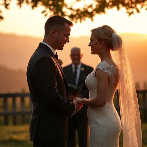 Capturing the moment a couple says 'I do' during wedding videography coverage at a scenic outdoor venue.