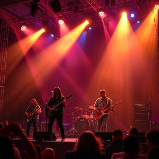 Shot of a band performing live on stage, captured during event videography services for a music festival.